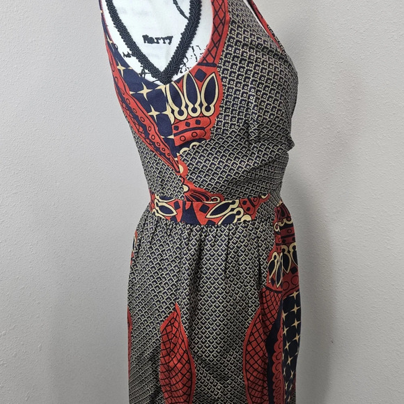 Burlapp  Wrap Bodice Banded Waist Dress Stunning Chic Mod Designer Small - Picture 5 of 9